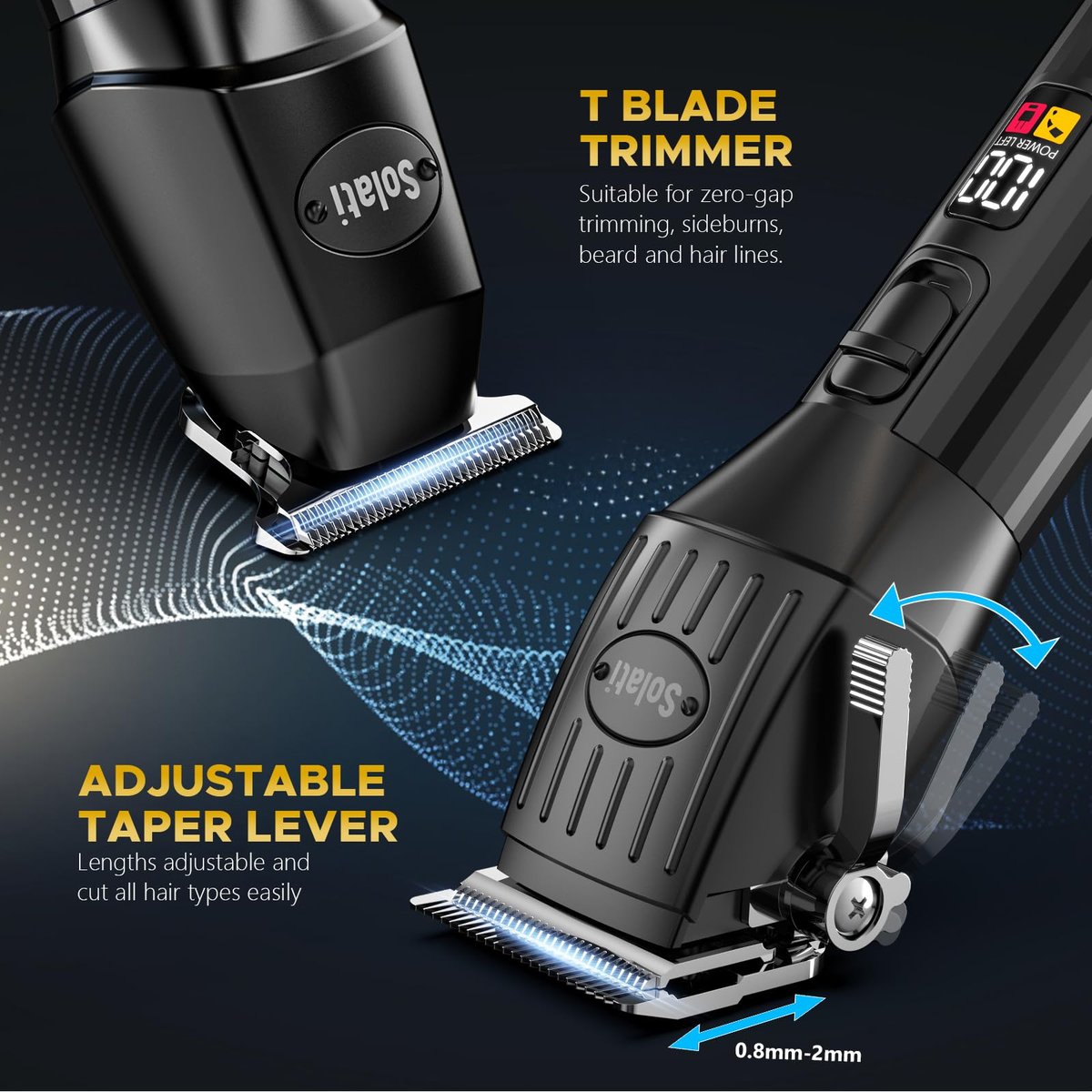Cordless Hair Clippers for Men & Beard Trimmers Kit with LED Display - Rechargeable Grooming Shaver Kit for Men, Women, Kids (Black) Avelisse