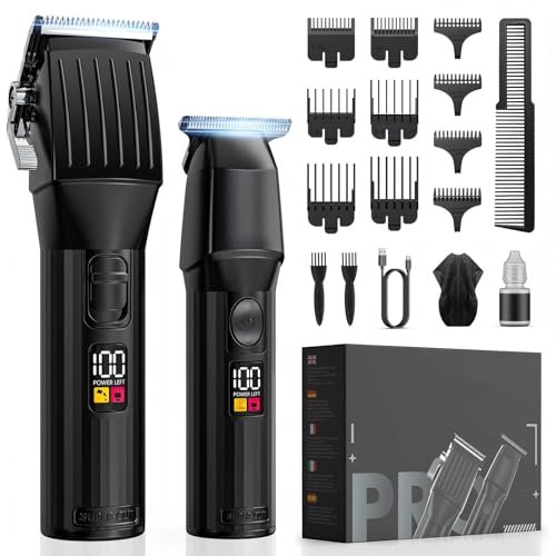 Cordless Hair Clippers for Men & Beard Trimmers Kit with LED Display - Rechargeable Grooming Shaver Kit for Men, Women, Kids (Black) Avelisse