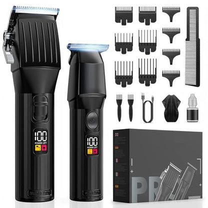 Cordless Hair Clippers for Men & Beard Trimmers Kit with LED Display - Rechargeable Grooming Shaver Kit for Men, Women, Kids (Black) Avelisse