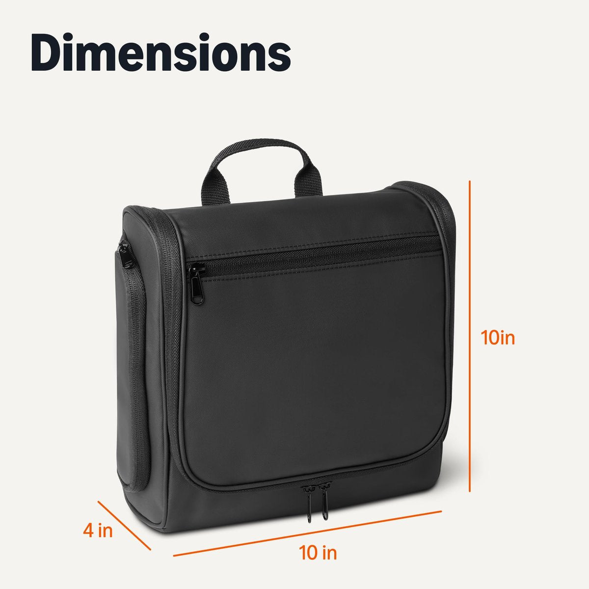 Waterproof Travel Toiletry Bag with Hanging Hook, Black, 10" x 4" x 10" Avelisse