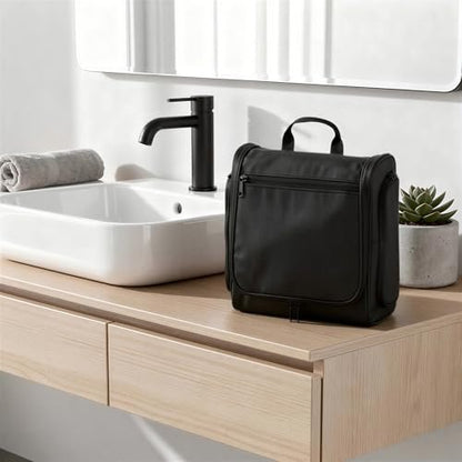 Waterproof Travel Toiletry Bag with Hanging Hook, Black, 10" x 4" x 10" Avelisse