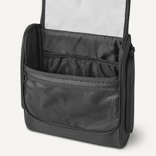 Waterproof Travel Toiletry Bag with Hanging Hook, Black, 10" x 4" x 10" Avelisse