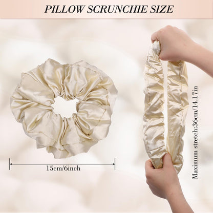 3-Pack Large Satin Hair Scrunchies – 6-Inch Pillow Soft Satin Scrunchies for Thick Curls, Sleepy Hair Ties, Self-Care Gifts (Brown Series)