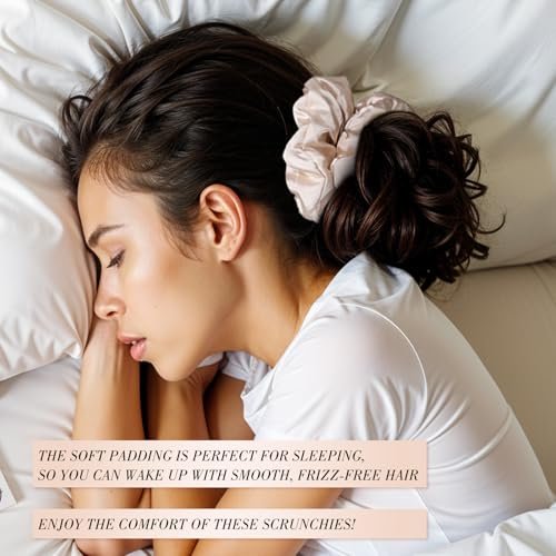 3-Pack Large Satin Hair Scrunchies – 6-Inch Pillow Soft Satin Scrunchies for Thick Curls, Sleepy Hair Ties, Self-Care Gifts (Brown Series) - görsel 10