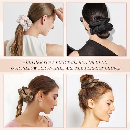 3-Pack Large Satin Hair Scrunchies – 6-Inch Pillow Soft Satin Scrunchies for Thick Curls, Sleepy Hair Ties, Self-Care Gifts (Brown Series) - görsel 12