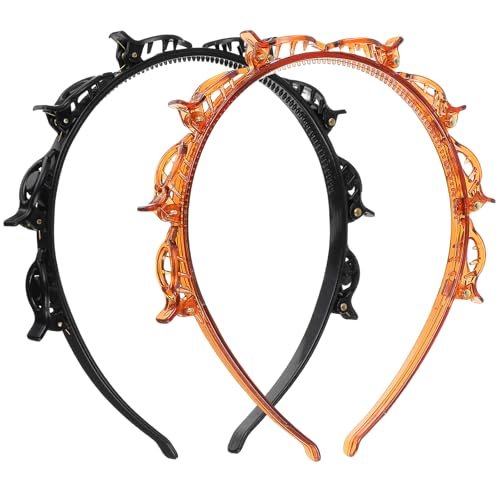 Mabor Headband With Clips - Professional Weave Bangs Clip, Toothed Headband Braid Tool for Women Girls, Black Brown Hair Styling Accessories (Pack of 2) - görsel 2