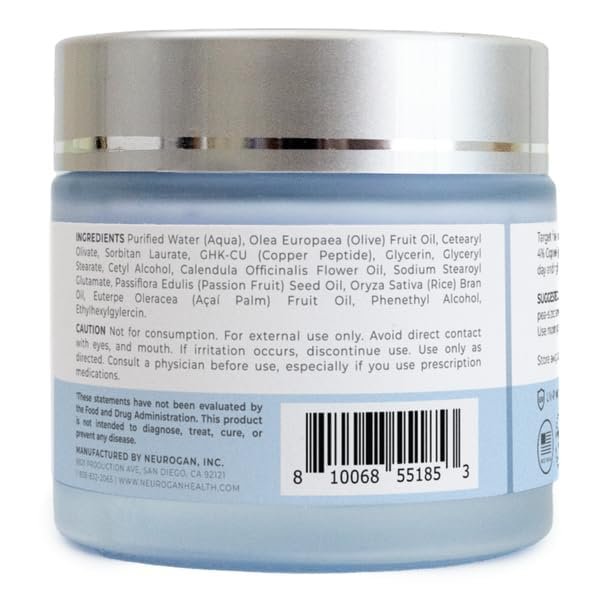Neurogan GHK-Cu Copper Peptide Face Cream | 4% Peptides for Skin Firmness & Deep Hydration | Daily Facial Moisturizer with 2400 MG GHK-Cu, 2oz Avelisse