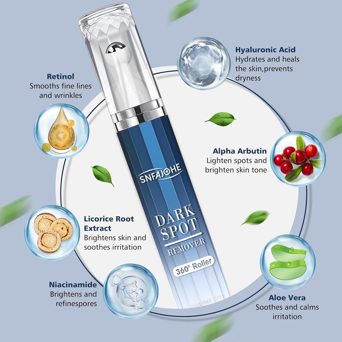 Dark Spot Remover for Face and Body - Advanced Corrector Serum for Melasma, Age Spots, Freckles & Sun Spots with 360° Roller - 0.67 fl oz - görsel 3