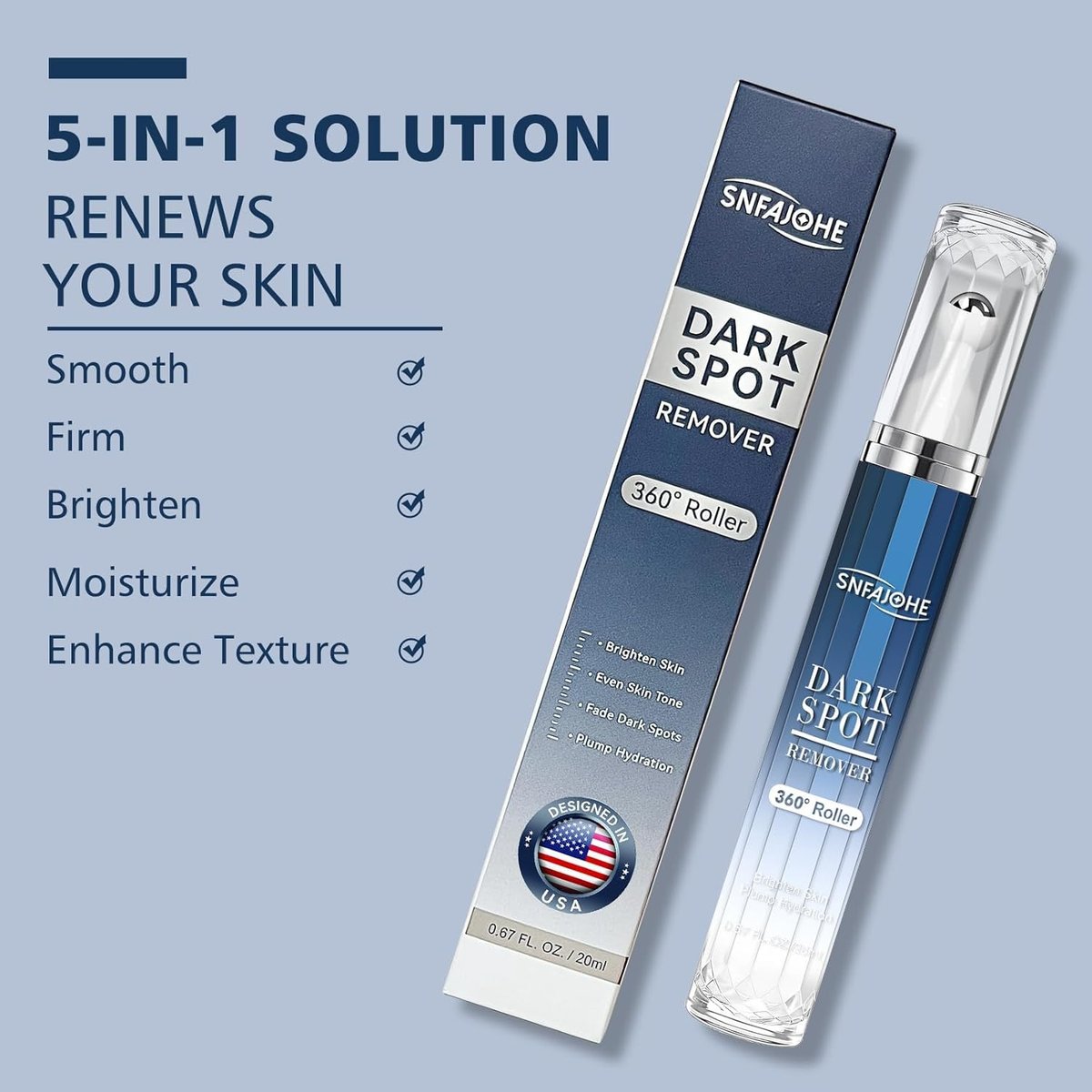 Dark Spot Remover for Face and Body - Advanced Corrector Serum for Melasma, Age Spots, Freckles & Sun Spots with 360° Roller - 0.67 fl oz - görsel 13
