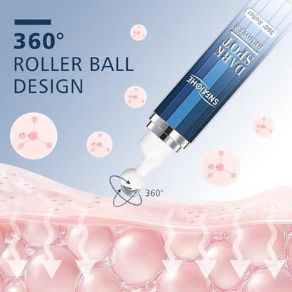 Dark Spot Remover for Face and Body - Advanced Corrector Serum for Melasma, Age Spots, Freckles & Sun Spots with 360° Roller - 0.67 fl oz