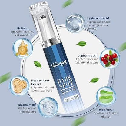 Dark Spot Remover for Face and Body - Advanced Corrector Serum for Melasma, Age Spots, Freckles & Sun Spots with 360° Roller - 0.67 fl oz