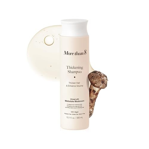 Morethan8 Korean Hair Thickening Shampoo with Matsutake Mushroom – Anti-Hair Loss & Hair Growth, 300ml, 100% Vegan, Paraben & Sulfate & Silicone Free Avelisse