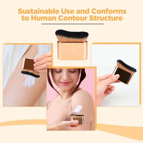 Self Tanner Brush & Body Makeup Brush – Kabuki Brush for Face and Body, Vegan Synthetic Bristles with Travel Case, Rose Gold - görsel 8