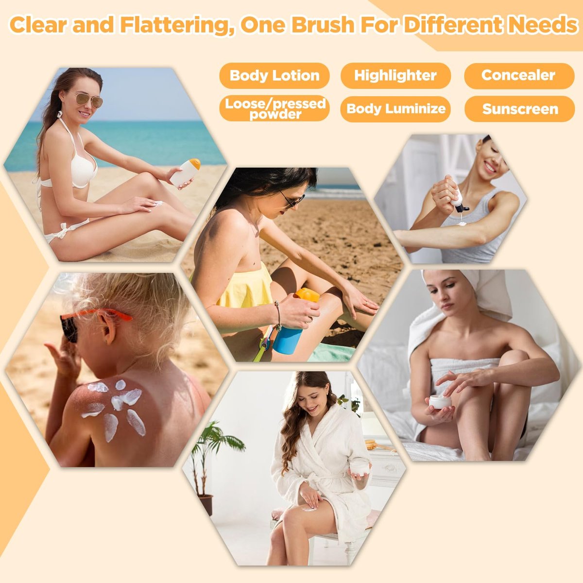 Self Tanner Brush & Body Makeup Brush – Kabuki Brush for Face and Body, Vegan Synthetic Bristles with Travel Case, Rose Gold - görsel 5