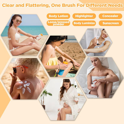 Self Tanner Brush & Body Makeup Brush – Kabuki Brush for Face and Body, Vegan Synthetic Bristles with Travel Case, Rose Gold
