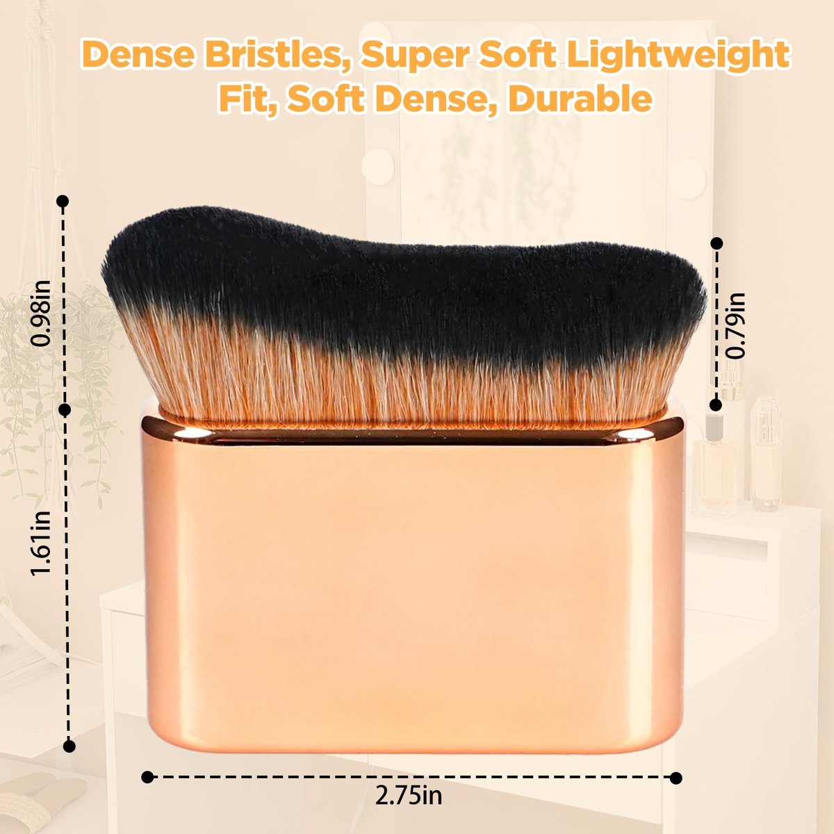 Self Tanner Brush & Body Makeup Brush – Kabuki Brush for Face and Body, Vegan Synthetic Bristles with Travel Case, Rose Gold - görsel 11