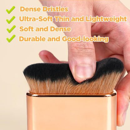 Self Tanner Brush & Body Makeup Brush – Kabuki Brush for Face and Body, Vegan Synthetic Bristles with Travel Case, Rose Gold