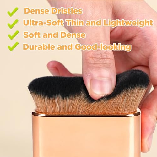 Self Tanner Brush & Body Makeup Brush – Kabuki Brush for Face and Body, Vegan Synthetic Bristles with Travel Case, Rose Gold - görsel 10