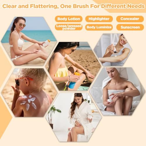 Self Tanner Brush & Body Makeup Brush – Kabuki Brush for Face and Body, Vegan Synthetic Bristles with Travel Case, Rose Gold - görsel 6