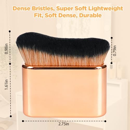 Self Tanner Brush & Body Makeup Brush – Kabuki Brush for Face and Body, Vegan Synthetic Bristles with Travel Case, Rose Gold - görsel 12
