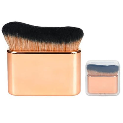 Self Tanner Brush & Body Makeup Brush – Kabuki Brush for Face and Body, Vegan Synthetic Bristles with Travel Case, Rose Gold
