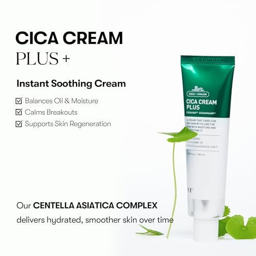 VT COSMETICS Cica Cream Plus – Hydrating & Calming Face Moisturizer with Centella Asiatica for Acne, Oily, Dry & Sensitive Skin (3.38 fl oz) Avelisse