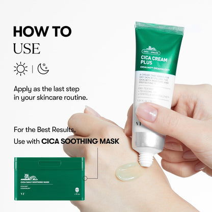 VT COSMETICS Cica Cream Plus – Hydrating & Calming Face Moisturizer with Centella Asiatica for Acne, Oily, Dry & Sensitive Skin (3.38 fl oz) Avelisse
