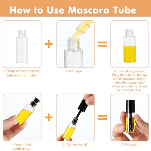 27-Pack Empty Mascara Tubes with Eyelash Wands – 3ml Mini Refillable Containers for Castor Oil, Eyelash Serum, and Travel - görsel 12