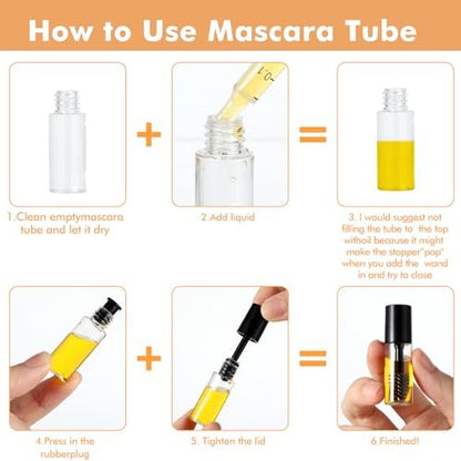 27-Pack Empty Mascara Tubes with Eyelash Wands – 3ml Mini Refillable Containers for Castor Oil, Eyelash Serum, and Travel