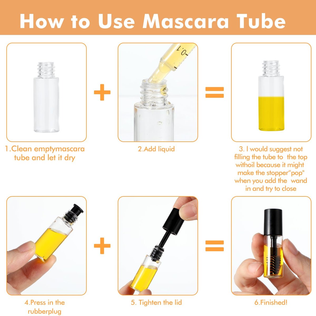 27-Pack Empty Mascara Tubes with Eyelash Wands – 3ml Mini Refillable Containers for Castor Oil, Eyelash Serum, and Travel - görsel 11