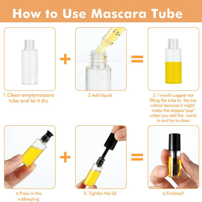 27-Pack Empty Mascara Tubes with Eyelash Wands – 3ml Mini Refillable Containers for Castor Oil, Eyelash Serum, and Travel