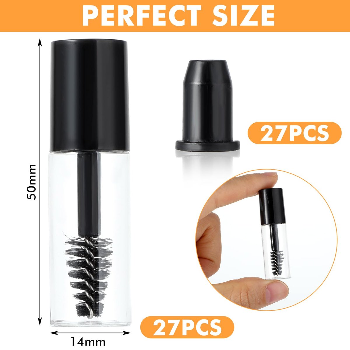 27-Pack Empty Mascara Tubes with Eyelash Wands – 3ml Mini Refillable Containers for Castor Oil, Eyelash Serum, and Travel - görsel 3
