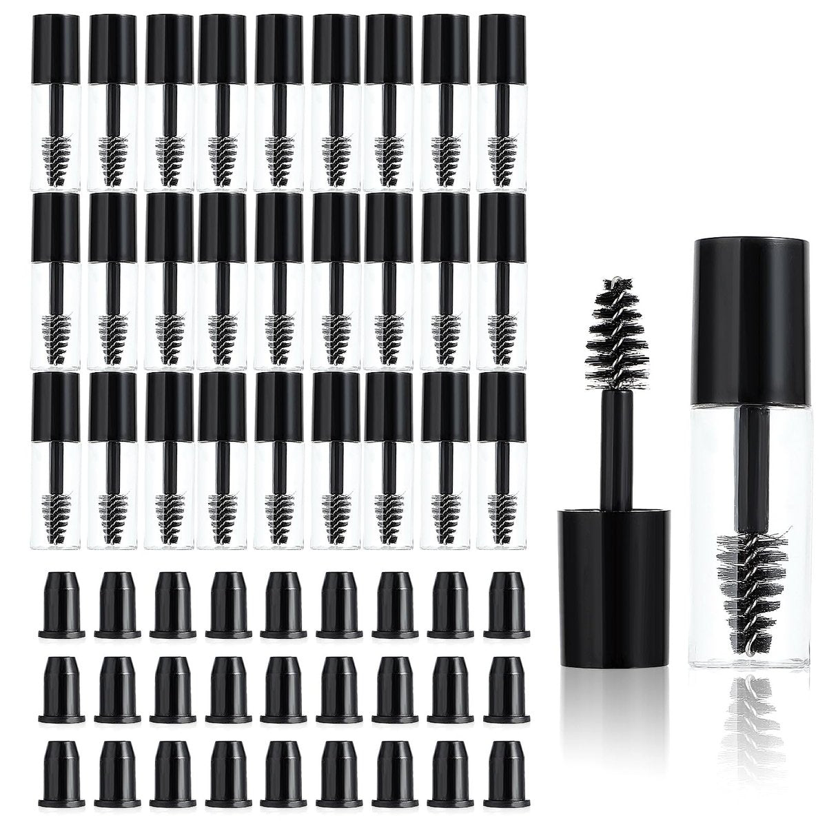 27-Pack Empty Mascara Tubes with Eyelash Wands – 3ml Mini Refillable Containers for Castor Oil, Eyelash Serum, and Travel - görsel 1