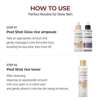 Dr.Melaxin Peel Shot Glow Rice Toner with Rice Extract & Ceramides - Hydrating & Skin Refining Face Toner for Glass Skin, Korean Skincare, 6.76 fl.oz Avelisse