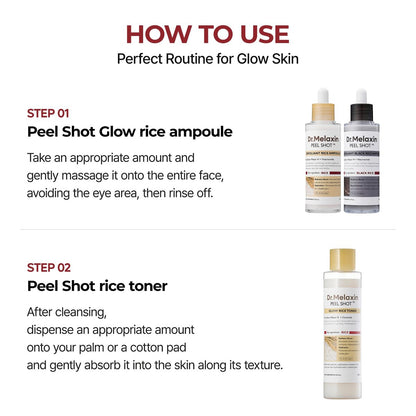 Dr.Melaxin Peel Shot Glow Rice Toner with Rice Extract & Ceramides - Hydrating & Skin Refining Face Toner for Glass Skin, Korean Skincare, 6.76 fl.oz Avelisse