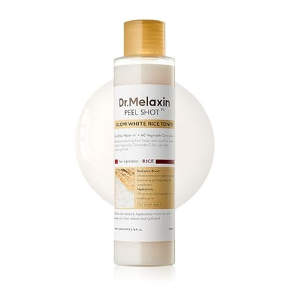 Dr.Melaxin Peel Shot Glow Rice Toner with Rice Extract & Ceramides - Hydrating & Skin Refining Face Toner for Glass Skin, Korean Skincare, 6.76 fl.oz Avelisse