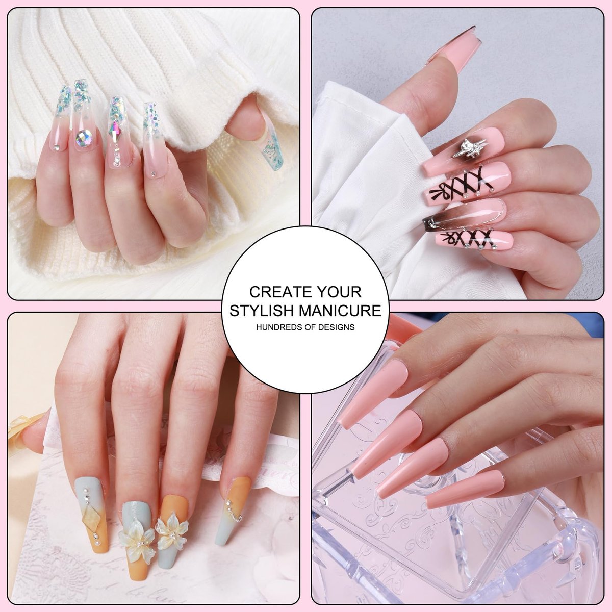 Acrylic Nail Kit with Everything: Beginners Set with Drill - Professional Acrylic Powder, Glitter, Monomer, False Tips, Top & Base Coat Starter Kit - Full Decorations Nail Supplies for Nail Extensions Gift Avelisse
