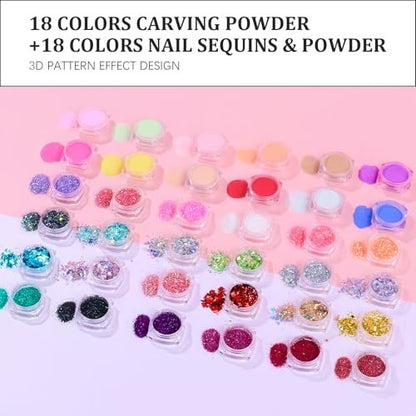 Acrylic Nail Kit with Everything: Beginners Set with Drill - Professional Acrylic Powder, Glitter, Monomer, False Tips, Top & Base Coat Starter Kit - Full Decorations Nail Supplies for Nail Extensions Gift Avelisse