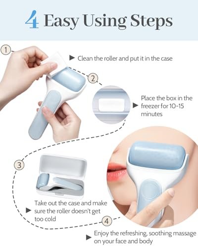 MORGLES Ice Roller for Face – Premium Facial Roller to Reduce Puffiness, Dark Circles & Promote Lymphatic Drainage – Cold Face Roller for Women Self Care with Carry Case (Blue) Avelisse