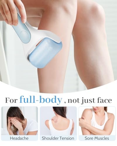MORGLES Ice Roller for Face – Premium Facial Roller to Reduce Puffiness, Dark Circles & Promote Lymphatic Drainage – Cold Face Roller for Women Self Care with Carry Case (Blue) Avelisse