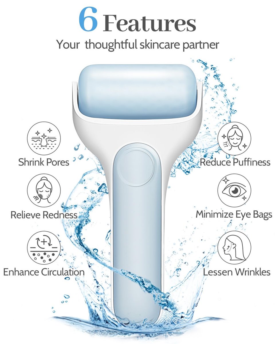 MORGLES Ice Roller for Face – Premium Facial Roller to Reduce Puffiness, Dark Circles & Promote Lymphatic Drainage – Cold Face Roller for Women Self Care with Carry Case (Blue) Avelisse