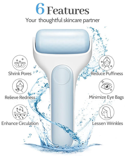 MORGLES Ice Roller for Face – Premium Facial Roller to Reduce Puffiness, Dark Circles & Promote Lymphatic Drainage – Cold Face Roller for Women Self Care with Carry Case (Blue) Avelisse
