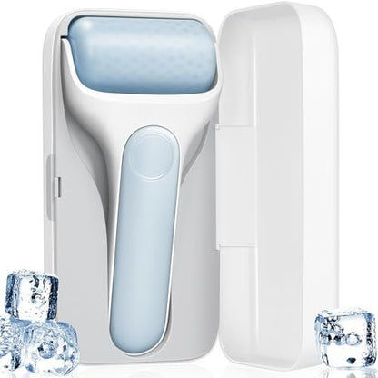 MORGLES Ice Roller for Face – Premium Facial Roller to Reduce Puffiness, Dark Circles & Promote Lymphatic Drainage – Cold Face Roller for Women Self Care with Carry Case (Blue) Avelisse