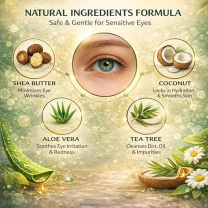 Tea Tree Oil Eyelid and Lash Cleansing Wipes with Coconut, Hyaluronic Acid, Green Tea, Chamomile, Aloe Vera – Makeup Remover & Daily Cleanser for Itchy Stye Eyes Relief, 60 Count