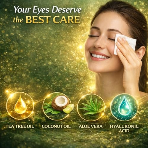 Tea Tree Oil Eyelid and Lash Cleansing Wipes with Coconut, Hyaluronic Acid, Green Tea, Chamomile, Aloe Vera – Makeup Remover & Daily Cleanser for Itchy Stye Eyes Relief, 60 Count - görsel 14