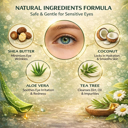 Tea Tree Oil Eyelid and Lash Cleansing Wipes with Coconut, Hyaluronic Acid, Green Tea, Chamomile, Aloe Vera – Makeup Remover & Daily Cleanser for Itchy Stye Eyes Relief, 60 Count