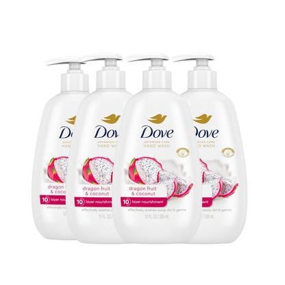 Dove Advanced Care Hand Wash 4-Pack: Dragonfruit & Coconut, 10-Layer Nourishment for Soft, Clean Hands Avelisse