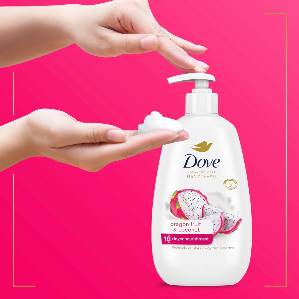 Dove Advanced Care Hand Wash 4-Pack: Dragonfruit & Coconut, 10-Layer Nourishment for Soft, Clean Hands Avelisse
