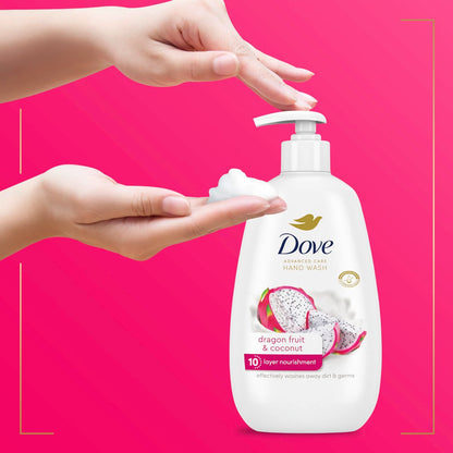 Dove Advanced Care Hand Wash 4-Pack: Dragonfruit & Coconut, 10-Layer Nourishment for Soft, Clean Hands Avelisse