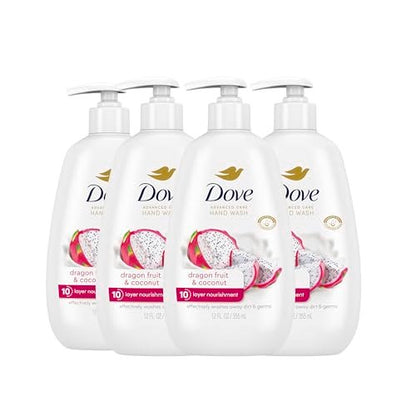 Dove Advanced Care Hand Wash 4-Pack: Dragonfruit & Coconut, 10-Layer Nourishment for Soft, Clean Hands Avelisse
